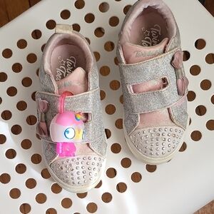 Pink and Silver Kids Light Up Sneakers